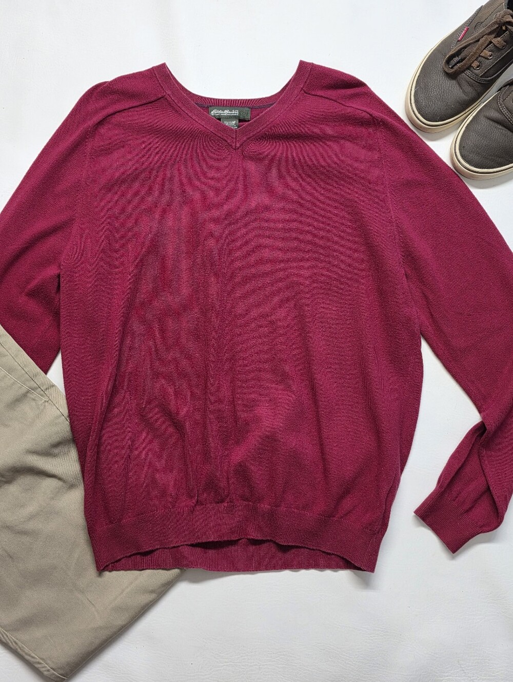 Eddie Bauer Pima Cotton, Burgandy, M Tall